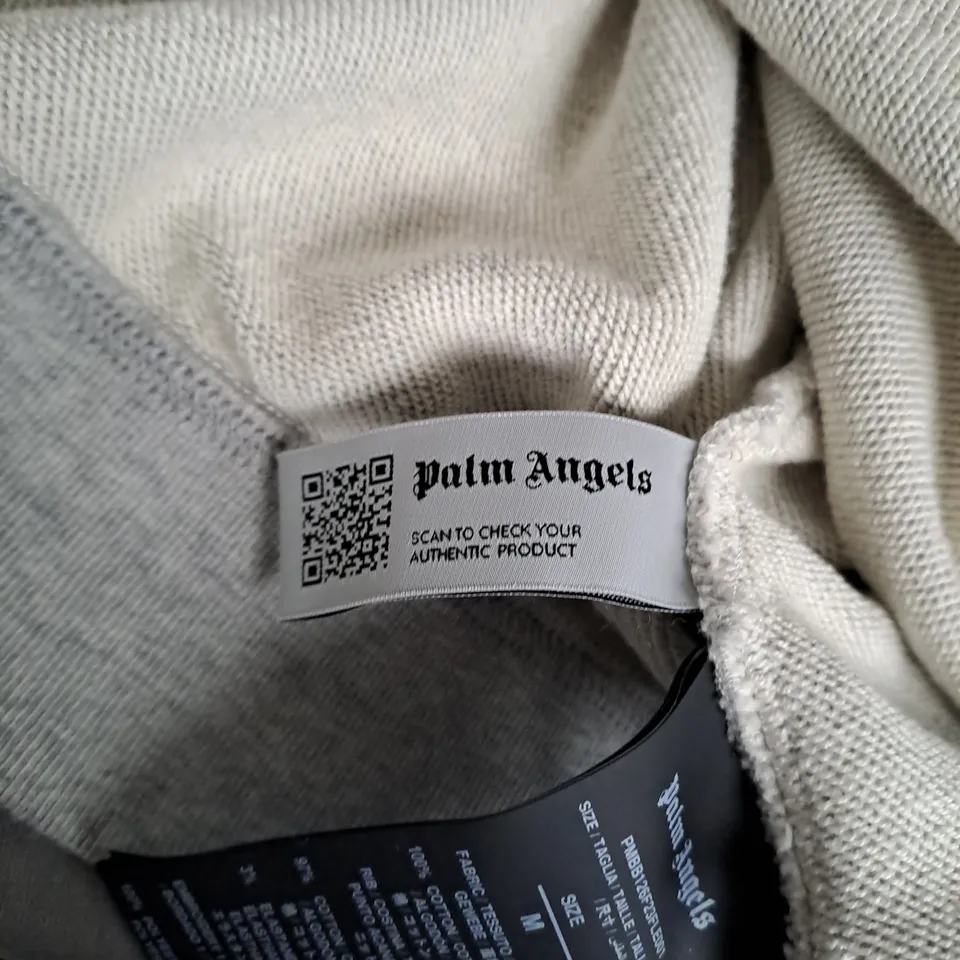 PALM ANGLES EMBROIDED LIGHT GREY HOODIE - MEDIUM