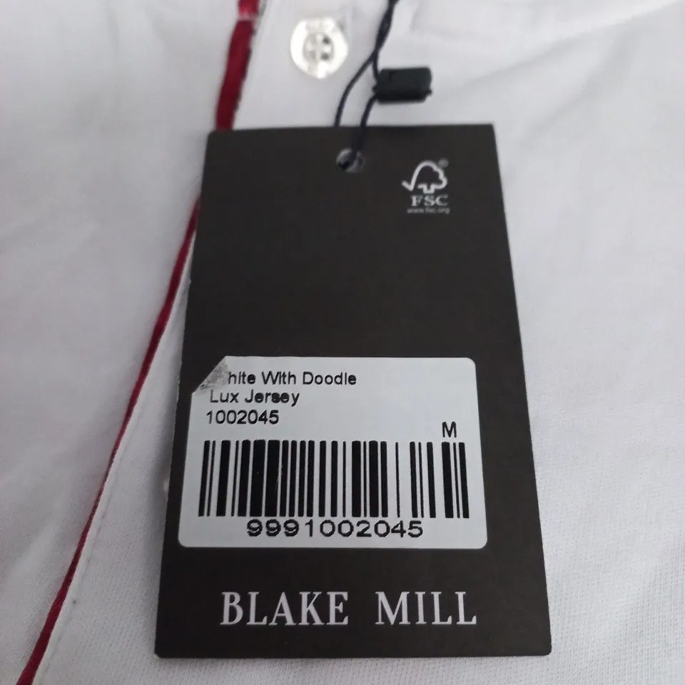 BLAKE MILL WHITE WITH DOODLE LUX JERSEY LONG-SLEEVE TOP – UK SIZE M 