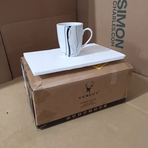 BOXED PORCELAIN VEWEET FIONA MUGS (SET OF 6) - WHITE (1 BOX)