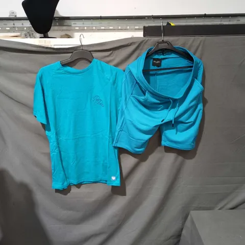TURQUOISE T-SHIRT & HOODIE SET, SIZE M