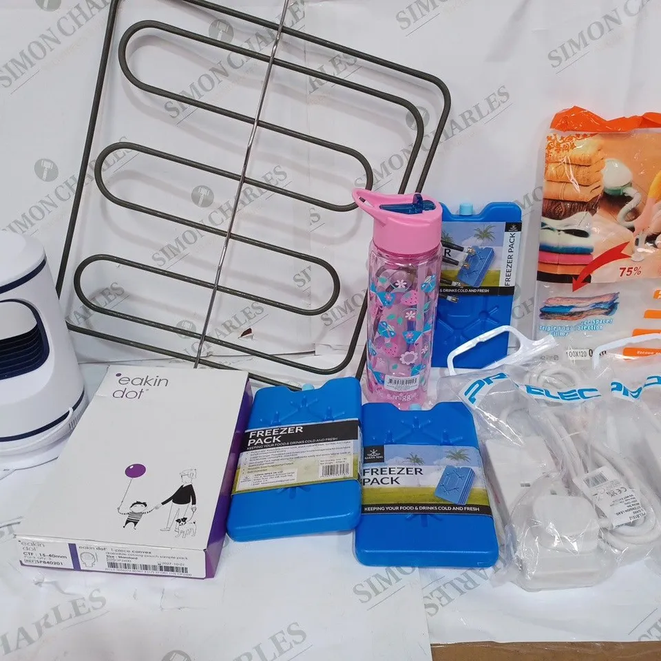 BOX TO CONTAIN APPROX. 20 X ASSORTED HOUSEHOLD PRODUCTS, INCLUDES BOTTLE, EXTENSION LEAD, VACUUM SEAL BAGS ETC 