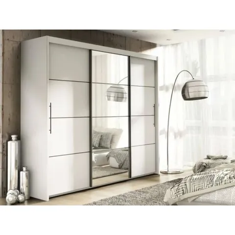 BOXED PRESLEY 3 DOOR SOLID MANUFACTURED WOOD WARDROBE(1BOX)