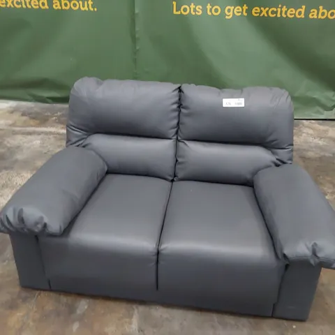 DESIGNER TWO SEATER SOFA GREY LEATHER
