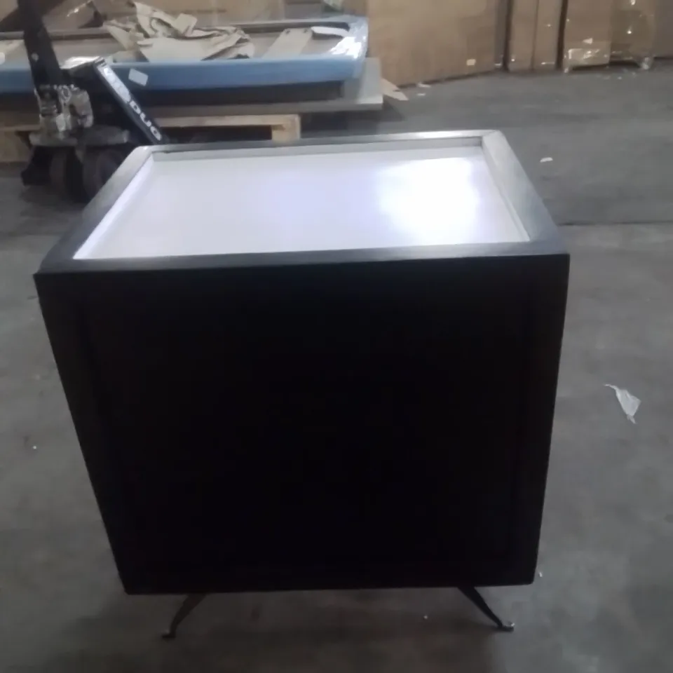 BOXED BEDSIDE TABLE BLACK AND WHITE