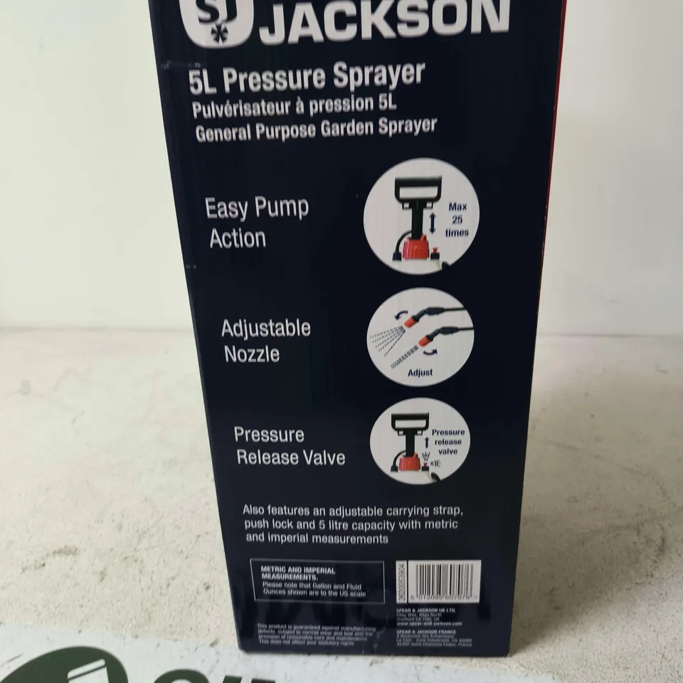 SPEAR & JACKSON 5L PRESSURE SPRAYER – BOXED GENERAL PURPOSE GARDEN SPRAYER
