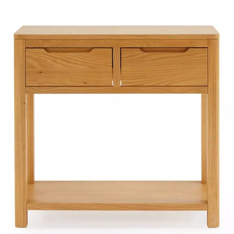 SAXON 2 DRAWER CONSOLE TABLE WITH SHELF - OAK