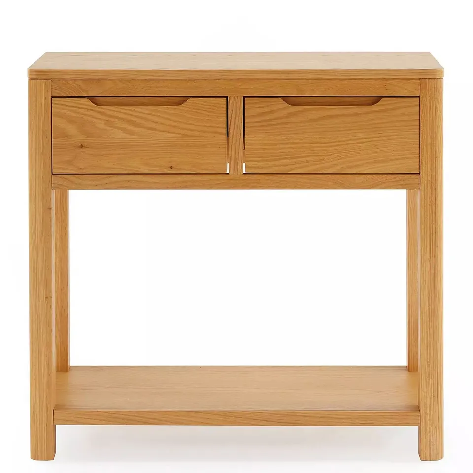 SAXON 2 DRAWER CONSOLE TABLE WITH SHELF - OAK