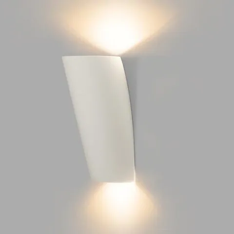 BOXED CAPITAL HOMEWARE WALL MOUNTED 2 LED LIGHT IN CERAMIC, WHITE