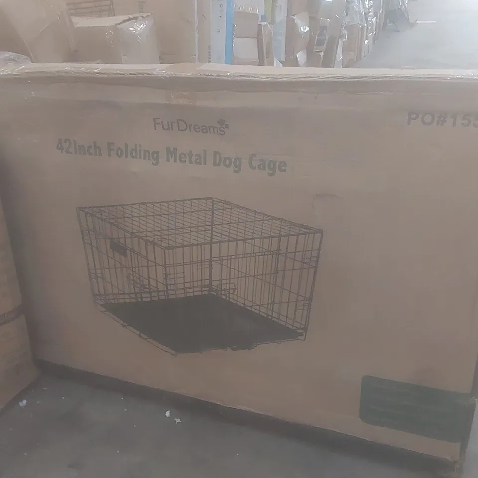 BOXED FUR DREAMS 42" FOLDING METAL DOG CAGE