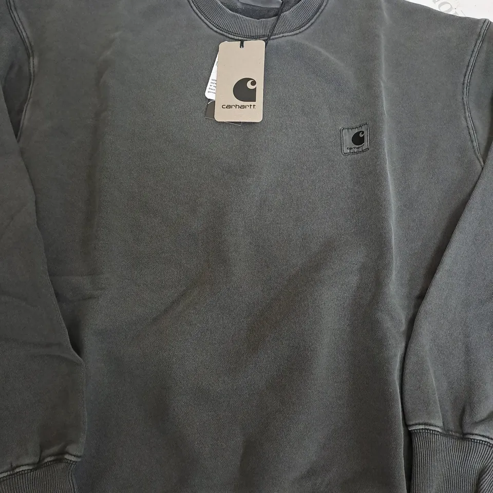 CARHARTT WASHED GREY JUMPER - MEDIUM 