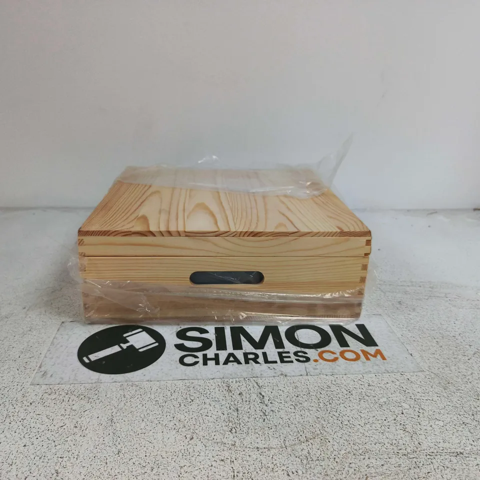 WOODEN STORAGE BOX 34 X 34 X 12 CM APPROX