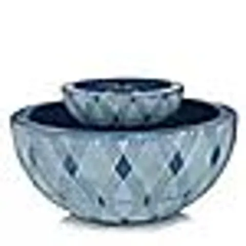SARA BY SARA DAVIES WATER FEATURE & PLANTER W/ GEOMETRIC PATTERN BLUE