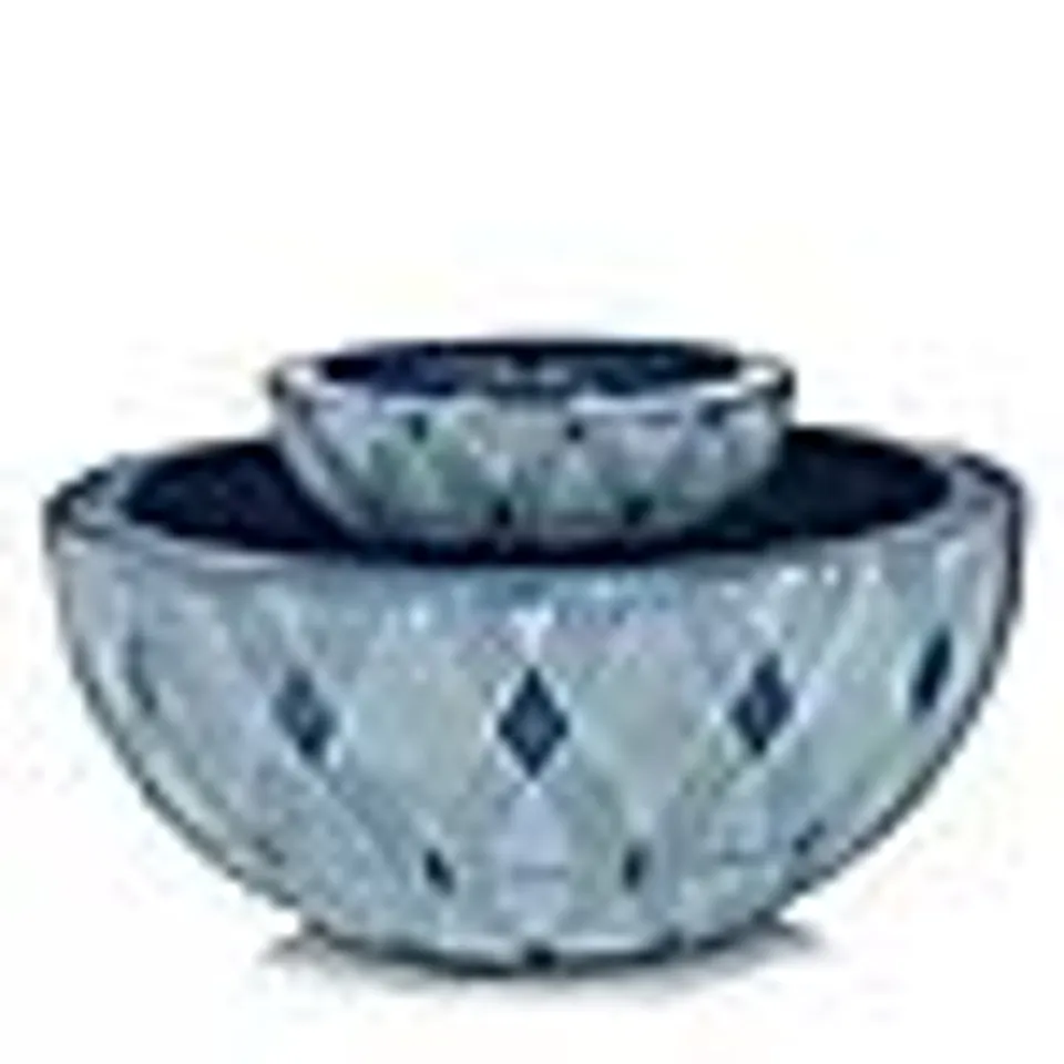 SARA BY SARA DAVIES WATER FEATURE & PLANTER W/ GEOMETRIC PATTERN BLUE