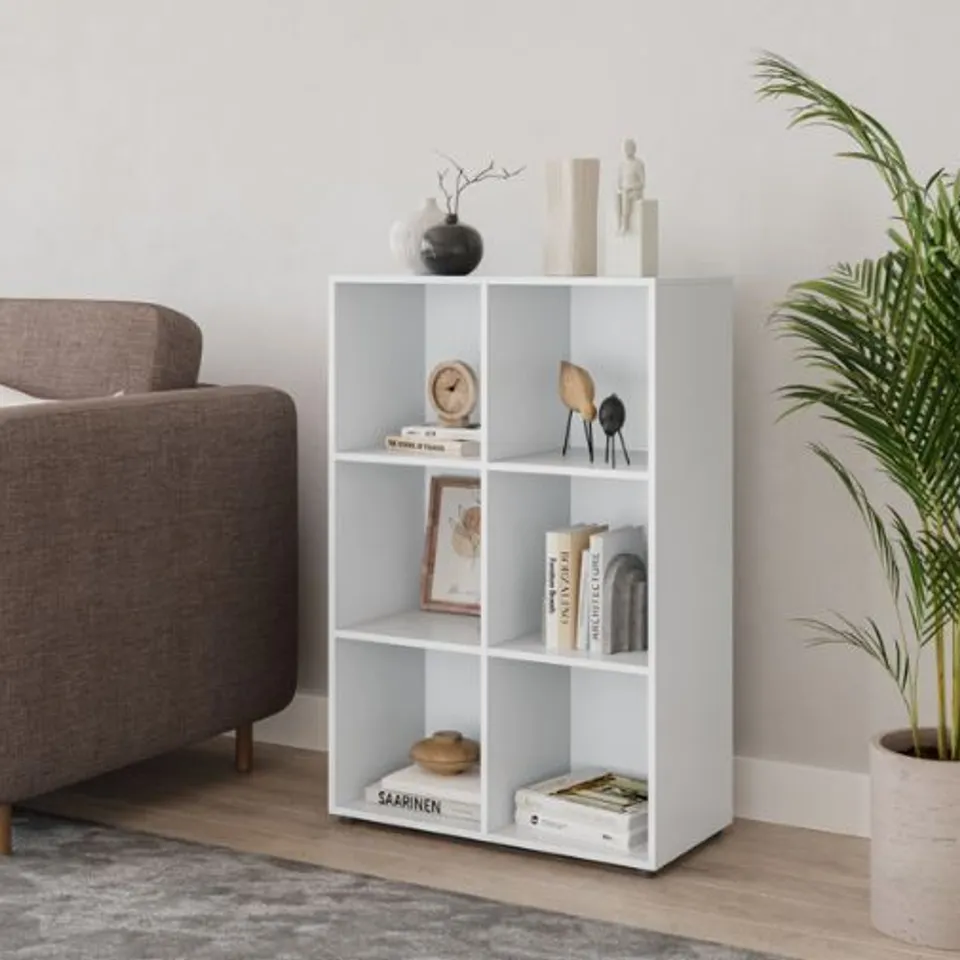 BOXED URBN LIVING 6-CUBE SHELVING UNIT - WHITE (1 BOX)