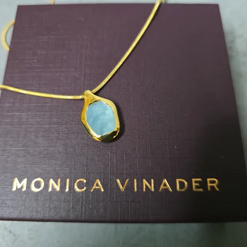 BOXED MONICA VINADER GOLDEN NECKLACE WITH LIGHT BLUE PENDANT 