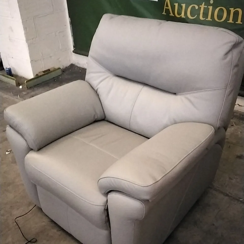 QUALITY BRITISH DESIGNED & MANUFACTURED G PLAN SEATTLE POWER RECLINER ARMCHAIR CAMBRIDGE GREY LEATHER