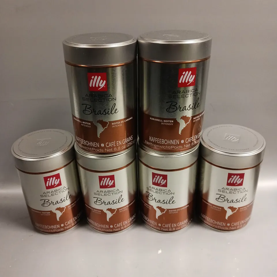 6 X SEALED ILLY ARABICA BRASILE COFFEE GRAINS - 6 X 250G