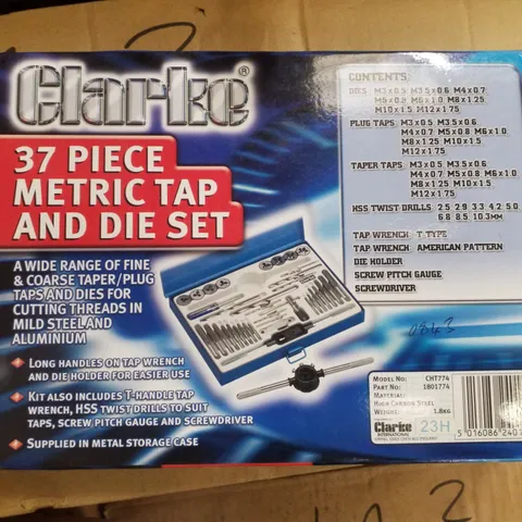 BOXED CLARKE CHT774 37 PIECE METRIC TAP & DIE SET