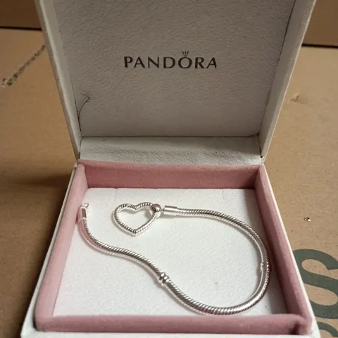 PANDORA SILVER HEART CHARM BRACELET IN BOX