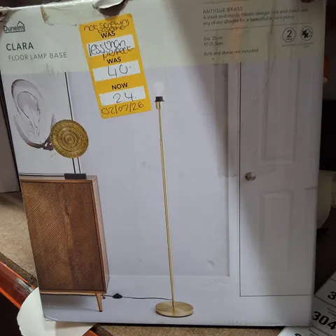 BOXED DUNELM CLARA FLOOR LAMP BASE - ANTIQUE BRASS