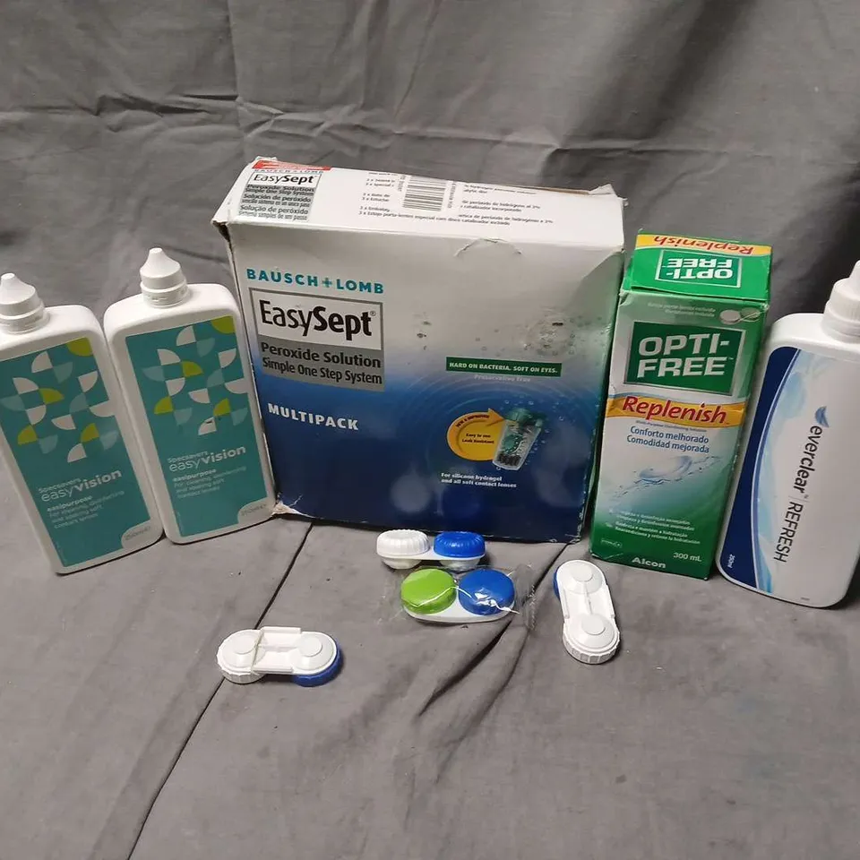 APPROXIMATELY 12 ASSORTED EYECARE & HEALTHCARE PRODUCTS TO INCLUDE EVERCLEAR REFRESH, OPTI-FRESH REPLENISH, EASYSEPT MULTIPACK, ETC - COLLECTION ONLY