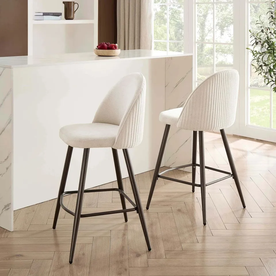 BOXED DUSK HATTIE SET OF 2 BARSTOOLS - IVORY CHENILLE (1 BOX)