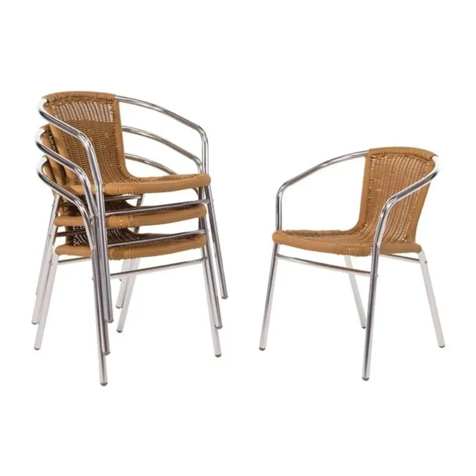 BOXED BOLERO ALUMINIUM AND PE WICKER CHAIRS NATURAL (4 PACK)