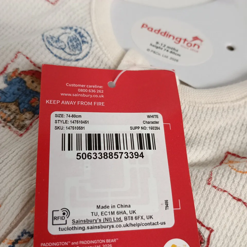 PADDINGTON BEAR BABY SLEEPSUIT – 74-80CM (UK 9-12M)