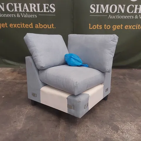 QUALITY DESIGNER BLUE FABRIC CORNER SOFA SECTION