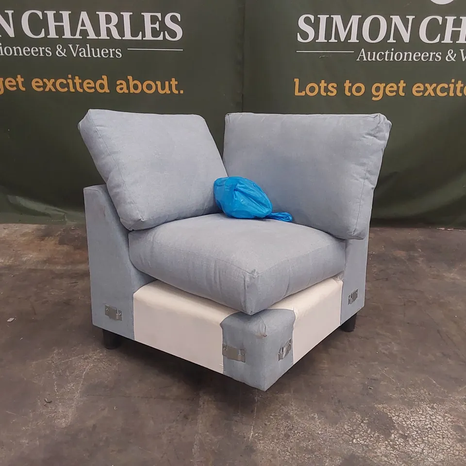 QUALITY DESIGNER BLUE FABRIC CORNER SOFA SECTION