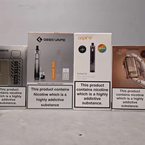 BOX OF APPROXIMATELY 15 ASSORTED E-CIGARETTES TO INCLUDE - GEEK VAPE , ASPIRE 