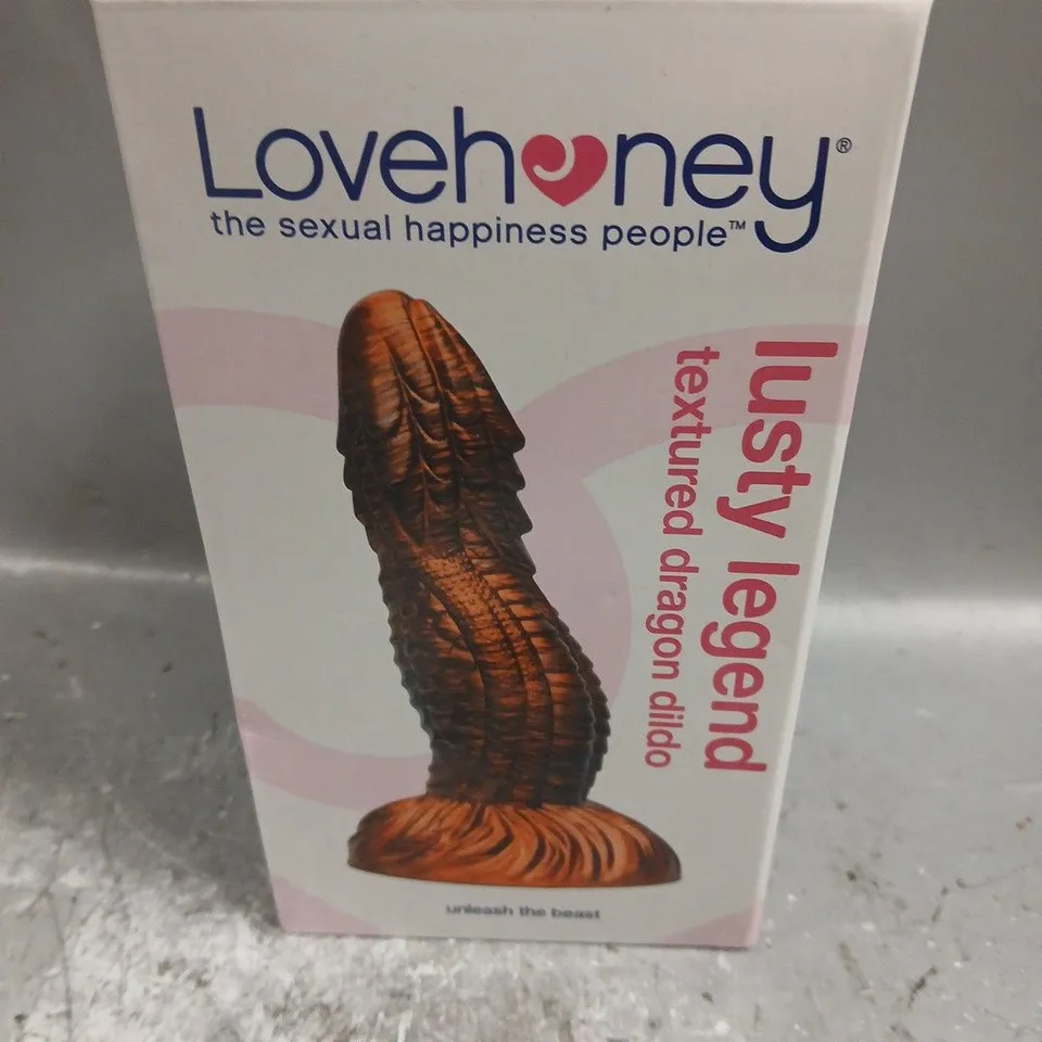 BOXED LOVE HONEY LUSTY LEGEND TEXTURED DRAGON DILDO