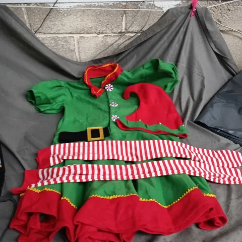  ELF COSTUME – CHRISTMAS THEME, GREEN & RED SIZE XL