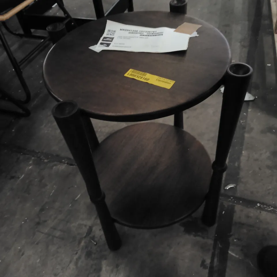 OAK SOLID WOOD END TABLE WITH 2-TIER STORAGE