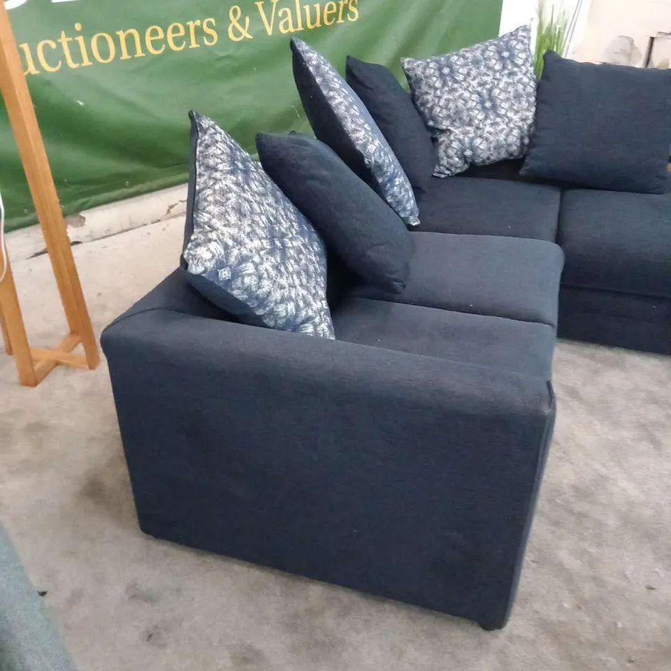 DESIGNER ELLARIA MISSY NAVY FABRIC CORNER SOFA