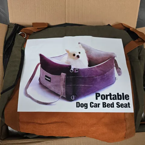 PORTABLE DOG CAR BED SEAT IN BROWN