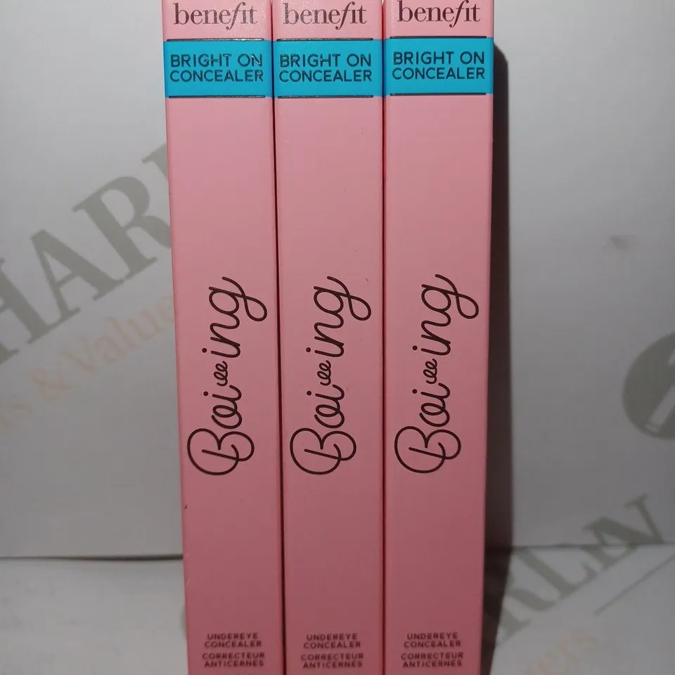 LOT OF 3 X 5ML BENEFIT COSMETICS BOI-ING BRIGHT ON BRIGHTENING UNDEREYE CONCEALER - #ALMOND
