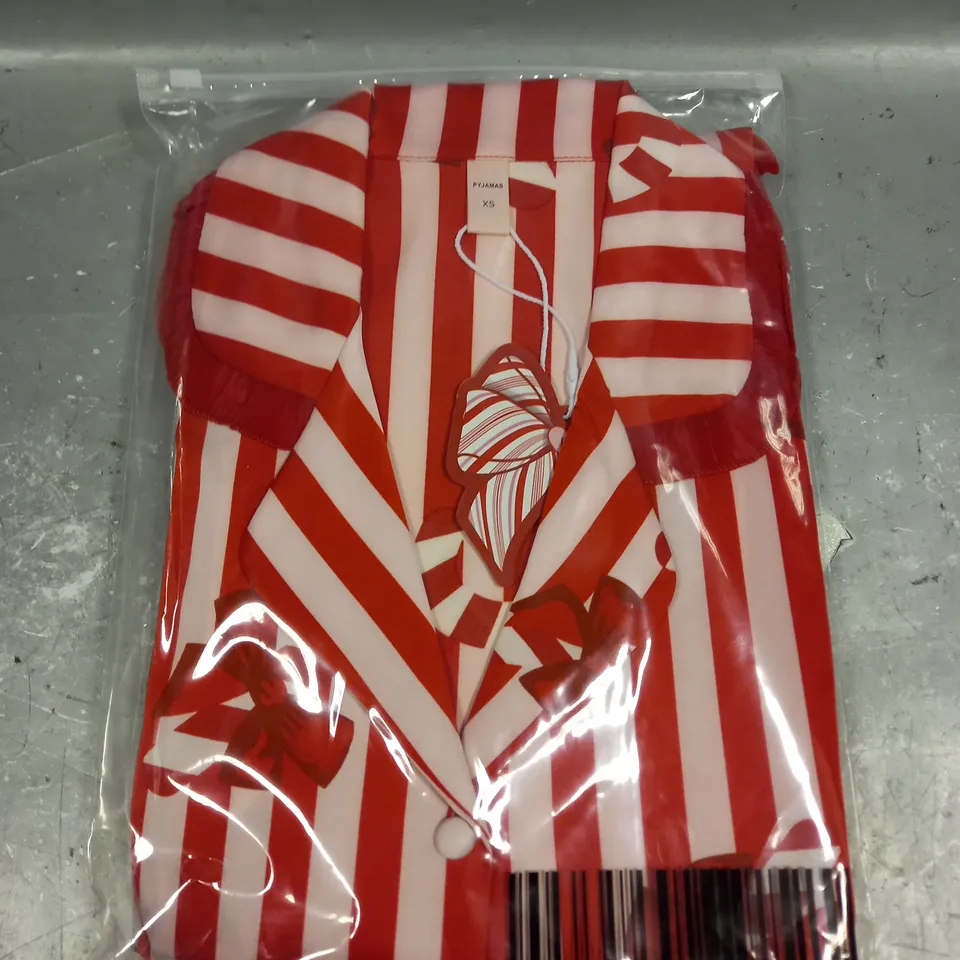 PLOUISE CANDY CANE STRIPED PYJAMA SET IN RED SIZE XS