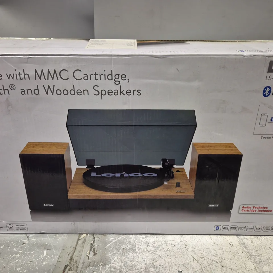 BOXED LENCO TURNTABLE WITH BLUETOOTH AND SPEAKERS - LS-300WD V2