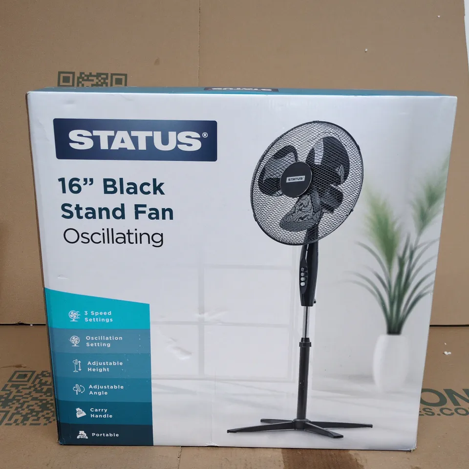 STATUS 16" BLACK STAND FAN OSCILLATING