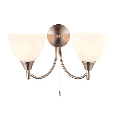 BOXEDLUMINOSA ALTON 2 LIGHT INDOOR WALL LIGHT SATIN CHROME WITH MATT OPAL GLASS, E14