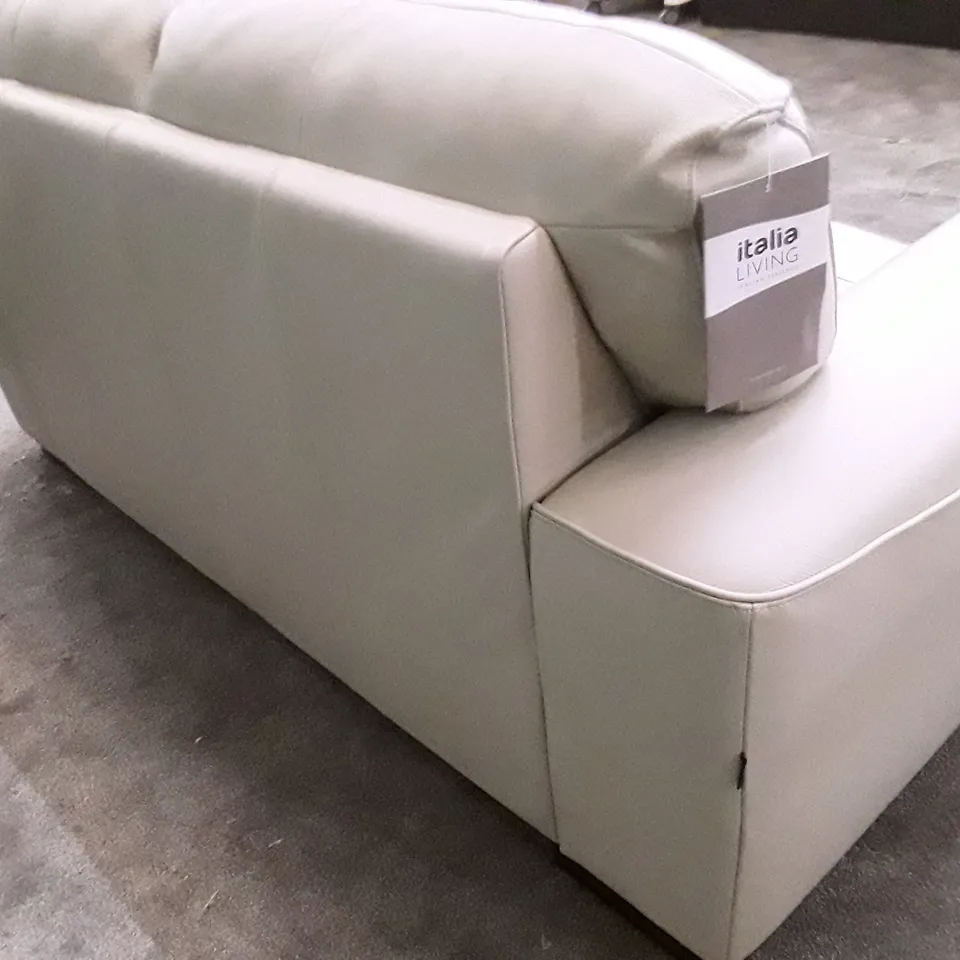 QUALITY ITALIAN DESIGNER MARCOS LOVESEAT - STONE LEATHER 