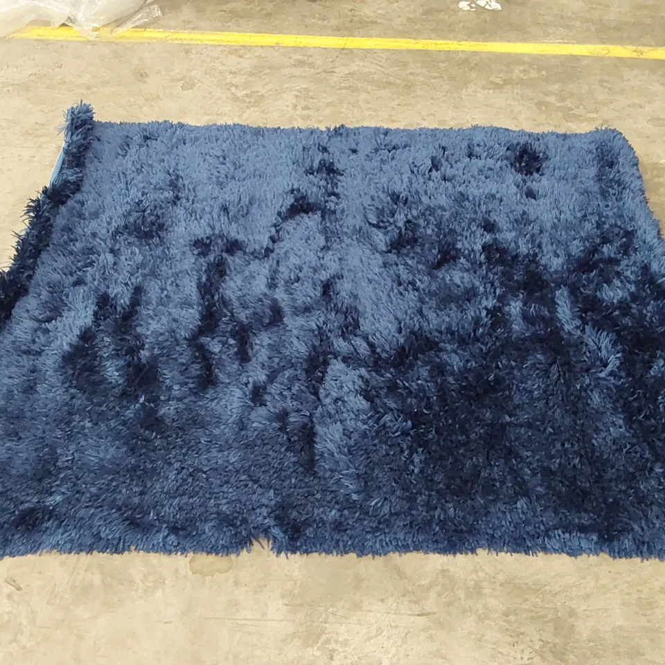 AAYUSH HANDMADE SHAGGY NAVY BLUE RUG // 120 X 170CM