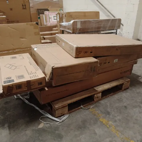 PALLET OF ASSORTED INCOMPLETE FURNITURE PARTS AND PIECES