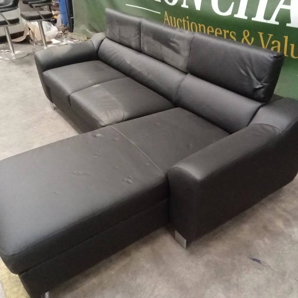 DESIGNER FAUX LEATHER CORNER SOFA PULL-OUT SOFA BED - BLACK