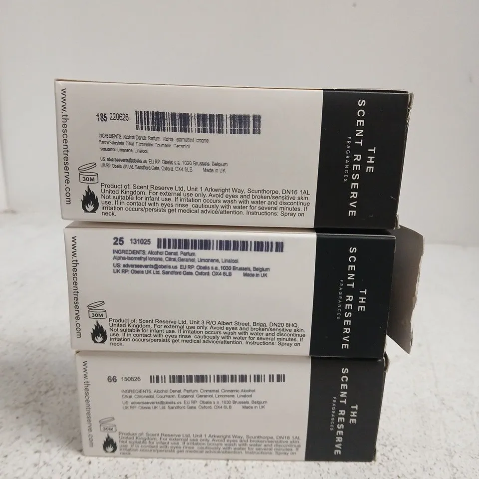 3 X 100ML OF ASSORTED THE SCENT RESERVE FRAGRANCES (MEN'S)