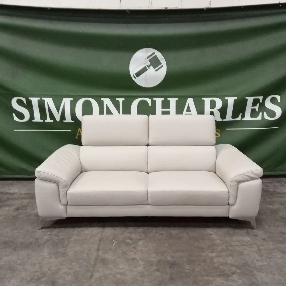 QUALITY DESIGNER ITALIAN MADE FLAVIO 3 SEATER SOFA - SAND LEATHER