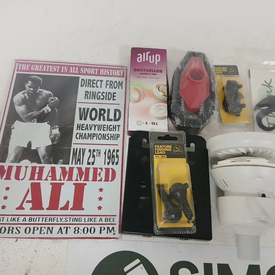 ASSORTED LOT: MUHAMMAD ALI POSTER AND MIXED HOME, HARDWARE & DIY ITEMS