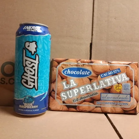 APPROXIMATELY 10 ASSORTED FOOD AND DRINK ITEMS TO INCLUDE GHOST, AND CHOCOLATE