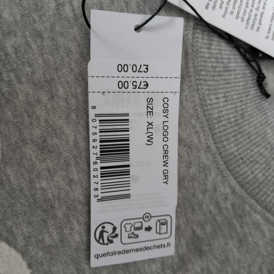 UGG  LOGO CREW GRY GREY SWEATSHIRT – WOMEN'S XL (W)